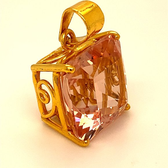 Morganite 20.70ct Solid 18K Yellow Gold Pendant - Picture 3 of 7